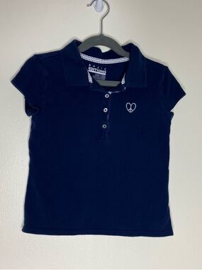 Basic Editions girls navy blue polo shirt M 7/8